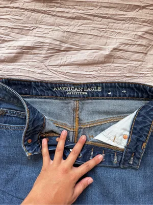 American Eagle Outfitters Dark Blue Distressed Denim Skort thumbnail 2
