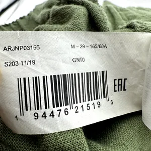Roxy Oceanside Pants Linen Cotton Loose Straight Pockets Zip Viney Green M 30x32 thumbnail 5
