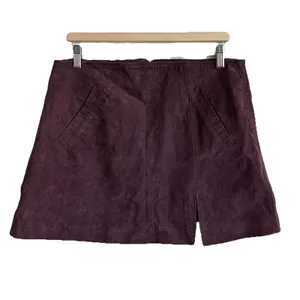 Blank NYC Leather Suede Burgundy Red Mini Skirt Side Slit Size 31 thumbnail 2