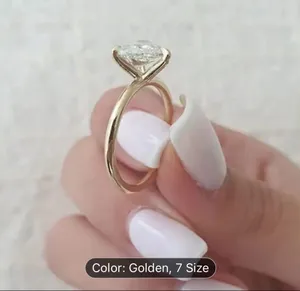 1pc Exquisite Heart Shaped Synthetic Gemstone Golden Toned Alloy Band Ring thumbnail 4