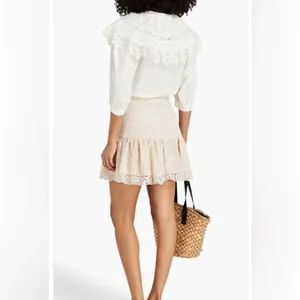 Sandro Ruffled broderie anglaise cotton mini skirt thumbnail 3