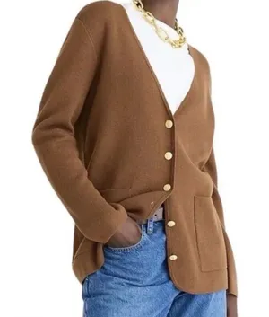 J. Crew Giselle V-Neck Sweater Blazer Cardigan Women's Small Walnut Merino Wool thumbnail 1