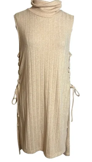 Anthropologie lace up side ‎ Maxi Turtleneck Sweater Tank Size Sz M thumbnail 1