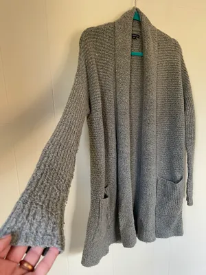 American Eagle Outfitters open front knit cardigan grey cozy long Women’s sz XS thumbnail 5