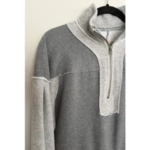 We The Free x Free People Kassey Half Zip Sweatshirt Two Tone Gray Size Small thumbnail 7