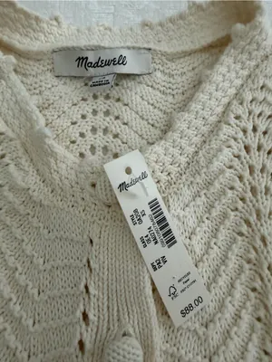 NWT Madewell Pointelle Knit Button Front Sweater Vest Cream XS thumbnail 5