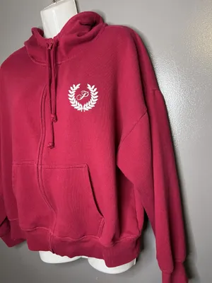 PINK Victoria's Secret Hoodie Womens Medium Red Full Zip Fleece Logo Sweatshirt thumbnail 4