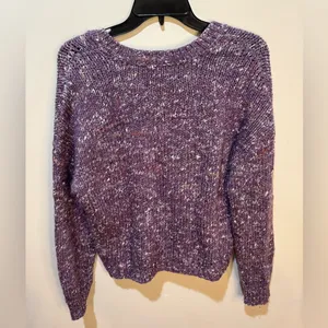 Intermix Purple Marled Baby Alpaca Merino Wool‎ V-Neck Sweater sz Small thumbnail 2