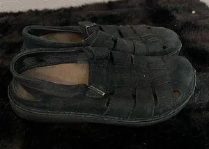 Birkenstock Footprints Madeira Black Leather Fisherman Sandals 40 9 thumbnail 1