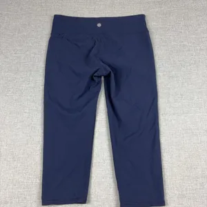 Athleta Leggings Womens L Blue Cropped Nylon Spandex Elastic Waist Yoga Gym thumbnail 3