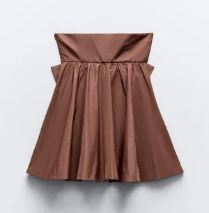 dress brown mini bow sleeveless ruffle bohemian wedding summer vacation thumbnail 8