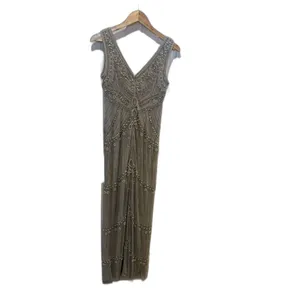 Adrianna Papell Embellished Beaded Evening Blue Dress Gown Prom Sz 4 thumbnail 10
