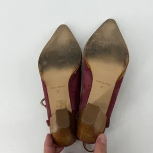 Sundance Women Burgundy Suede T-Strap Pointed Toe Block Heel Pumps Shoes‎ thumbnail 6
