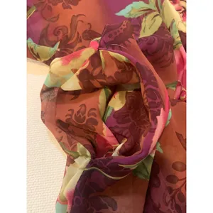 Private Luxuries Sheer kimono Robe Red with Pink Rose Floral Print Size L thumbnail 4