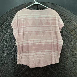 Prana Organic Cotton Oversized Boxy T Shirt Womens M Pink Aztec Geometric Print thumbnail 2