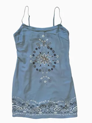 Wild Fable Blue Bandana Paisley Mini Shift Dress Size XS Country Coastal thumbnail 3