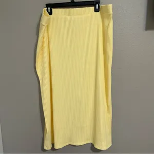 NEW Old Navy Yellow Cotton Blend High Waisted Ribbed Midi Skirt Women’s Size XXL thumbnail 6