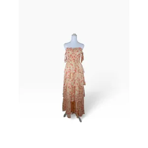 Beivy Orange Floral Tiered Off The-Shoulder Maxi Dress Size M NWT thumbnail 6