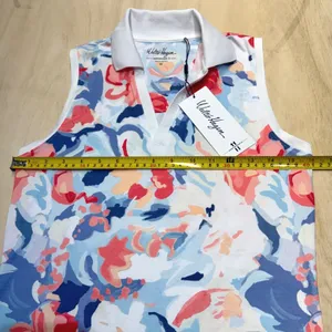 Walter Hagen Performance 11 Sleeveless Golf Polo XS White Gouache Floral Top NEW thumbnail 7