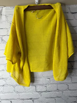 Free People Sunny Yellow Open-Front Knit Cardigan size small thumbnail 1