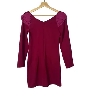 Boutique Fuchsia Round Neck Puff Sleeve Sheath Mini Dress S‎ thumbnail 2