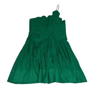 Farm Rio Lea Leaf Mini Dress One Shoulder Linen‎ Blend Green Small thumbnail 4