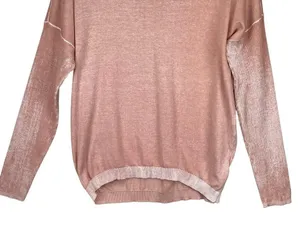 Blanc Noir Womens Boyfriend Sweater‎ Size Large Pink Long Sleeve 100% Cotton thumbnail 5