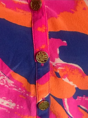 Lilly Pulitzer Elsa Plume Blume Flamingo Silk Long Sleeve Blouse Size Medium thumbnail 8