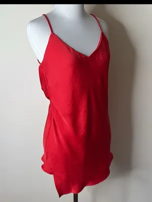 Zara Red Satin Draped Back Cami Tank NWT S thumbnail 3