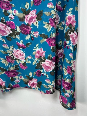 Show Me Your Mumu Floral Blouse Tunic Teal Semi Sheer Romantic Whimsical USA Lg thumbnail 5