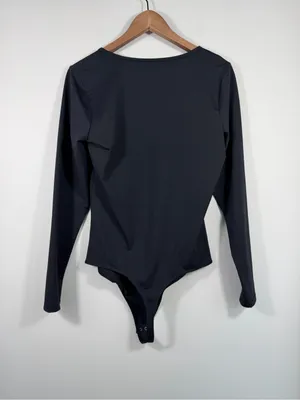 Abercrombie & Fitch Soft A&F Black Long Sleeve Scoop Neck Bodysuit Large thumbnail 2
