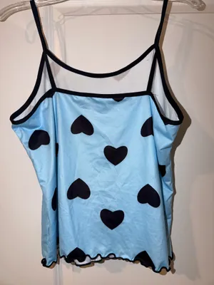Light Blue Heart-Print Satin Cami & Short Sleep Set thumbnail 6