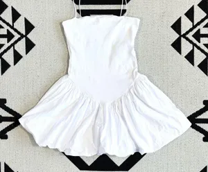 Zara Mixed Ribbed Poplin Balloon Mini Dress in White Medium thumbnail 7