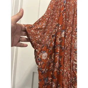 Knox Rose Kimono Top Red Floral Open Bohemian Festival Women Size Medium thumbnail 2