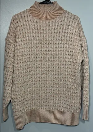 Knox Rose Mock Neck Cable Knit Sweater Womens Medium Terracotta White Pullover thumbnail 1