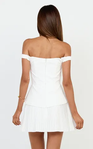 New Showpo IZARA Mini Dress Off Shoulder Pleated Dress Size Small thumbnail 8