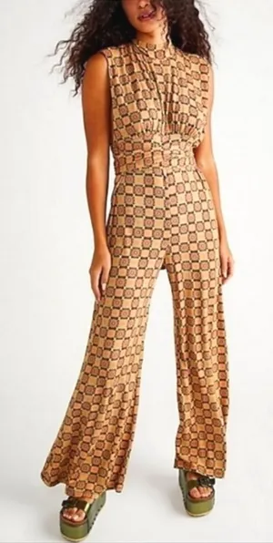 Free People vibe check one piece funky print jumpsuit thumbnail 1