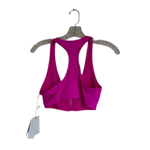 NWT Good American Compression Zip-Up Sports Bra in Fuchsia Pink001 LARGE thumbnail 8