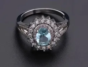 Absolutely Stainless Steel Gorgeous Silver and Blue Ring Size 7 thumbnail 1