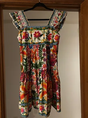NWT FARM Rio Off-White Tropical Yard Sleeveless Mini Dress, Medium thumbnail 8
