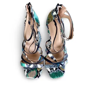 Anne Michelle Faux Snakeskin Metallic Heels thumbnail 9