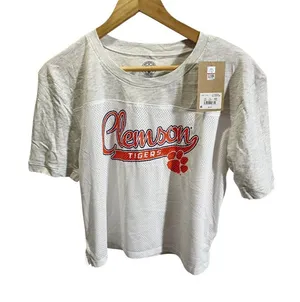 Threads 4 Thought Clemson Tigers Womens Cropped T-Shirt‎ S Gray/White Athletic Mesh thumbnail 1
