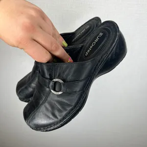 Eurostep Sonata Black Leather Mules Clogs Wedge Slip On Shoes 7M 75207-1 thumbnail 3