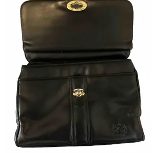 HATO HASI Black Leather Crossbody Bag 3 Compartment Gold Hardware Medium Purse thumbnail 2