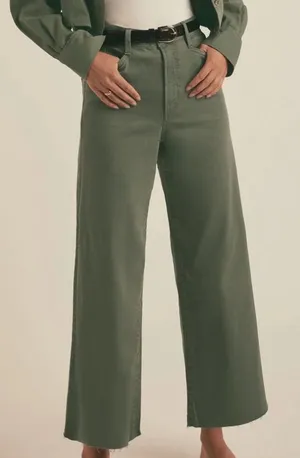 Favorite Daughter The Mischa Super High Rise Wide Leg Ankle Jean Women 26 Green thumbnail 1