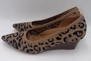 Vivaia Leopard Print Knit Pointed Toe Wedge Pumps Brown Black Size 40.5/9-9.5 thumbnail 1