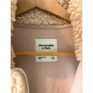 ABERCROMBIE & FITCH Plush Sherpa Beige Fleece Full Zip Jacket Womens Small thumbnail 3