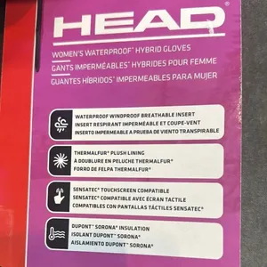 HEAD Women's Black Waterproof Hybrid Touchscreen Compatible Gloves Size M NEW thumbnail 4