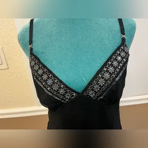 Laundry by Shelli Segal 100%‎ Silk Black Handkerchief Hem Cami Top Size M thumbnail 5