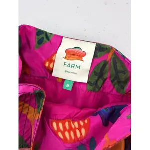 Farm Rio Mini Skirt Pink Tropical Bird Mushroom Print Wrap Tie Tiered Ruffle M thumbnail 6
